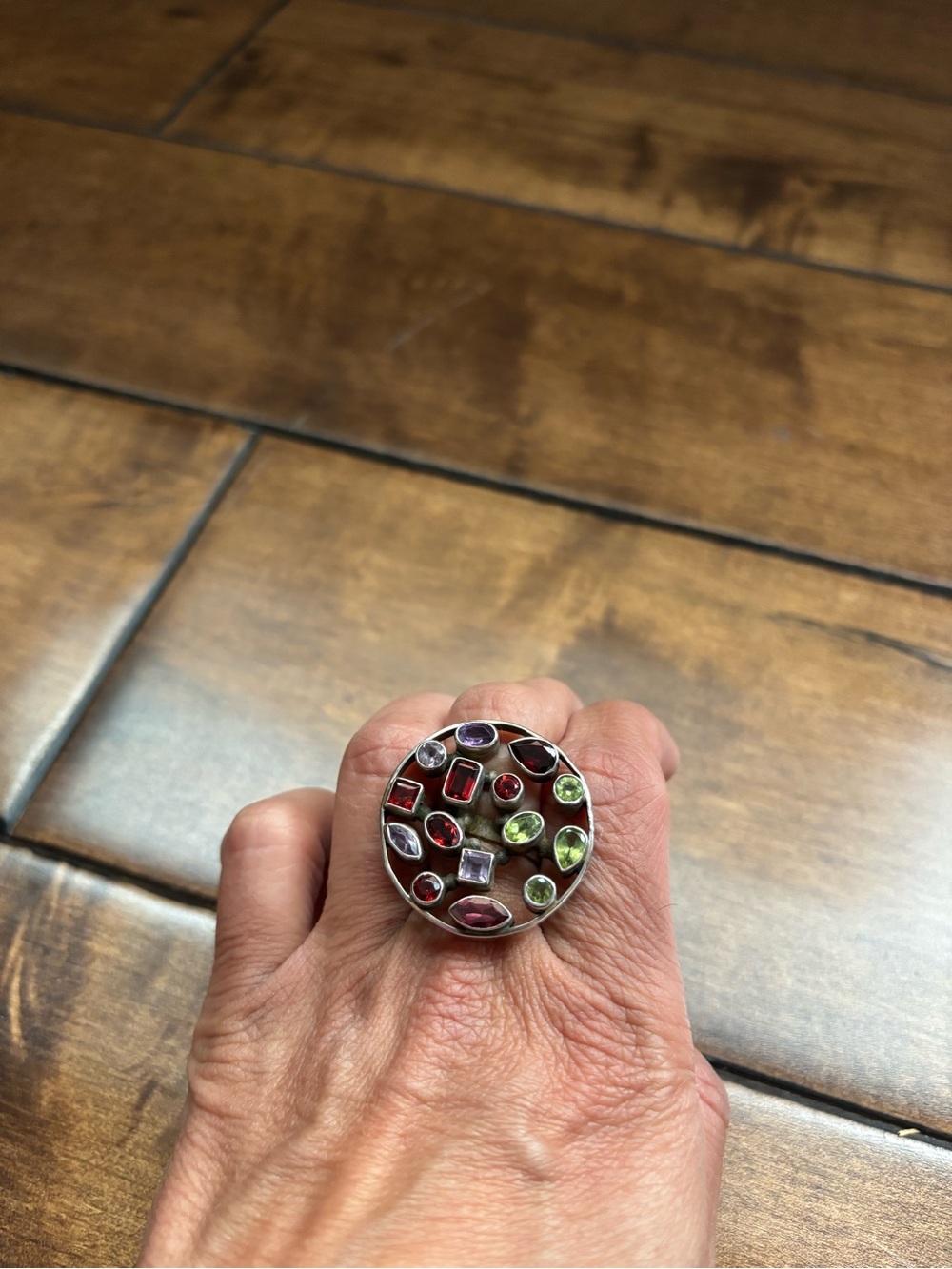 Genuine Semi Precious Stone and Sterling Silver New Cocktail Ring